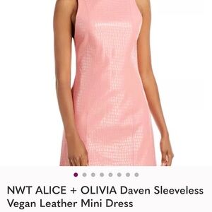 Alice + Olivia Coral Vegan Leather Mini Dress